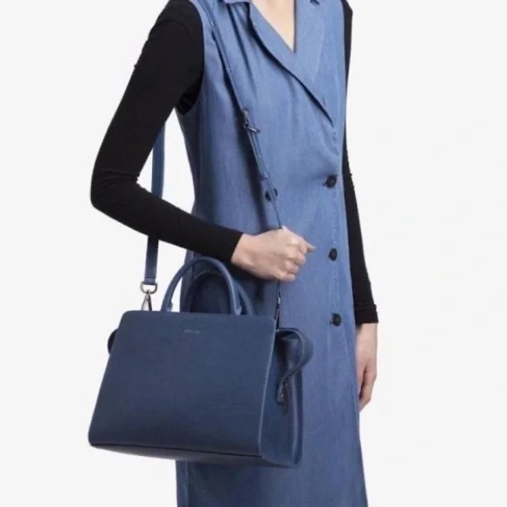 Matt & Nat Elegant Blue Handbag - Briefcase, Satchel, long Shoulder Strap